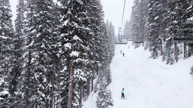 从特柳赖德山上的滑雪缆车上观看视频素材