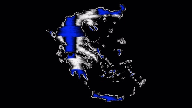 希腊给地图和旗帜着色。运动设计。视频素材