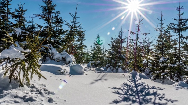 冬季视图上升完整的雪时间间隔4k视频素材