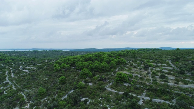 在地中海岛屿上被石墙分割的地块的高角度视图视频素材