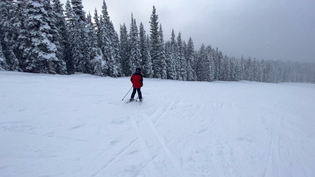 一名青少年在科罗拉多州学习滑雪视频素材