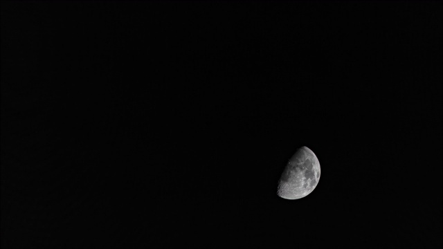 时间流逝:月亮漂浮在夜晚黑色的天空4K视频素材