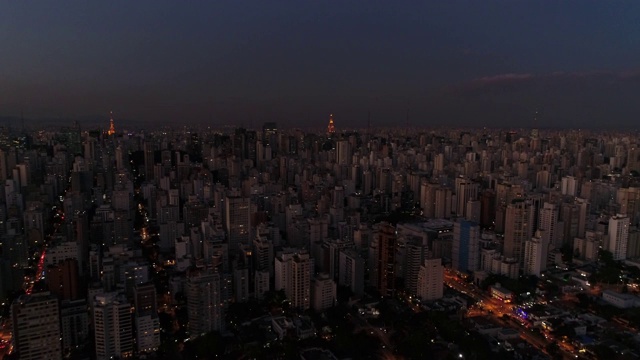 圣保罗夜晚的鸟瞰图视频素材