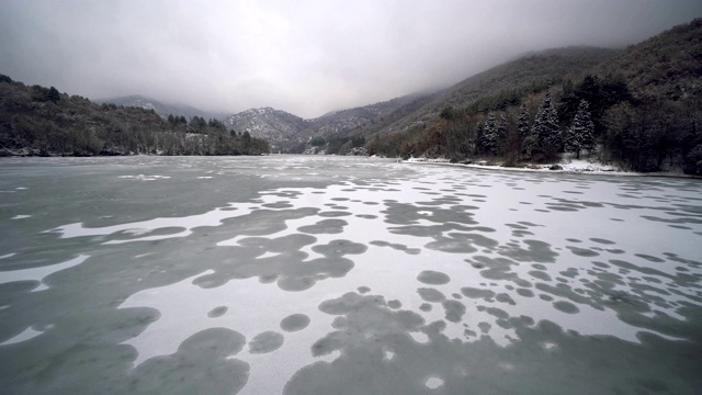 冬季冰湖全景运动视频素材