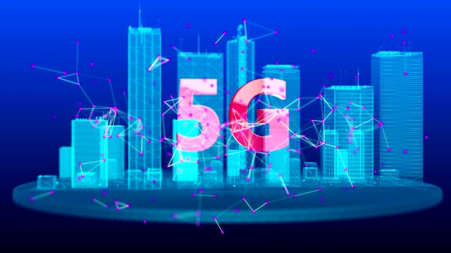 5G一代无线网络技术。宽带接入3D智慧城市。视频4K超高清循环视频素材