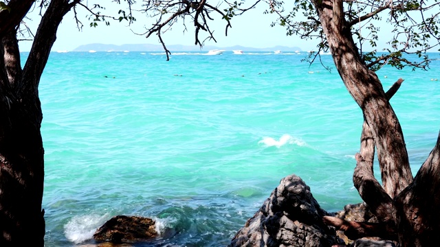 美丽的蓝色海浪在夏天的季节视频素材