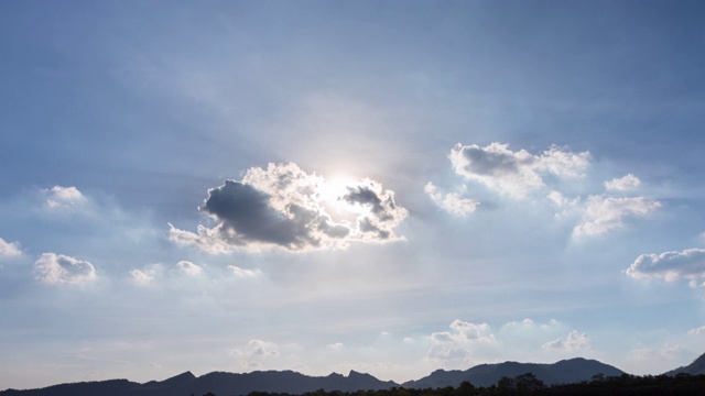 日落时分的天空、太阳和云彩。自然背景视频素材