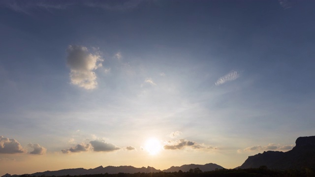 日落时分的天空、太阳和云彩。自然背景视频素材