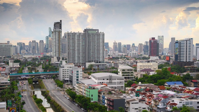 日落延时全景曼谷市，泰国视频素材