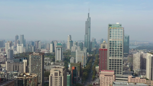 南京市区晴天交通街道航拍全景4k中国视频素材