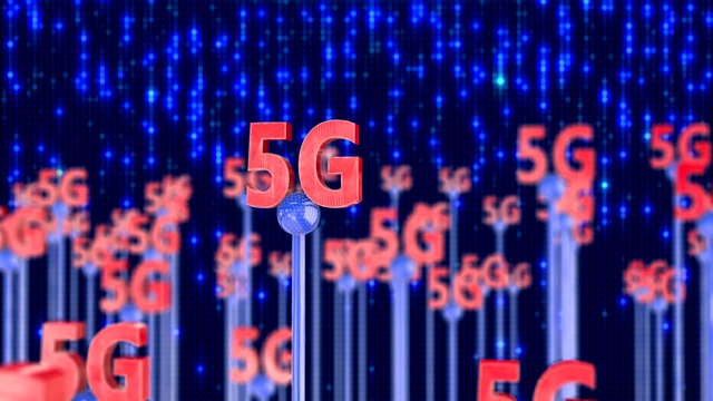 5G一代无线网络技术。宽带接入3D概念4K超高清视频无缝循环。视频素材