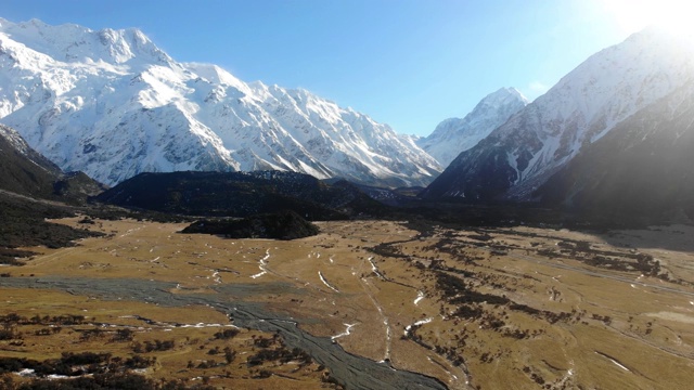 风景鸟瞰库克山或奥拉基，新西兰视频素材