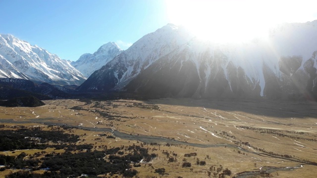 风景鸟瞰库克山或奥拉基，新西兰视频素材