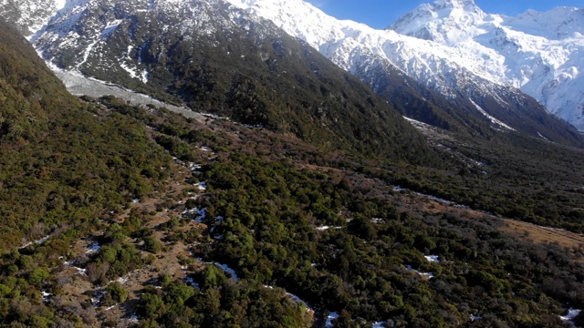 风景鸟瞰库克山或奥拉基，新西兰视频素材