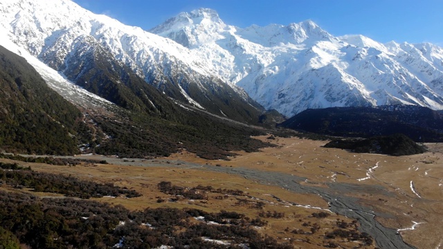 风景鸟瞰库克山或奥拉基，新西兰视频素材