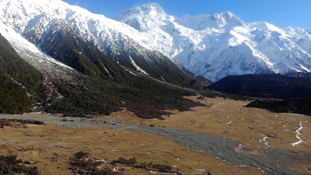 风景鸟瞰库克山或奥拉基，新西兰视频素材