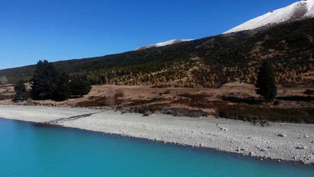 风景优美的普卡基湖鸟瞰图，南岛，新西兰视频素材