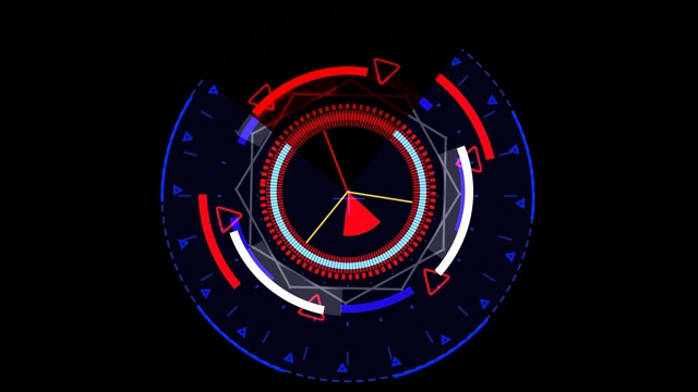 监视数字仪表周期雷达淡出五环电子四分之一红色调视频素材