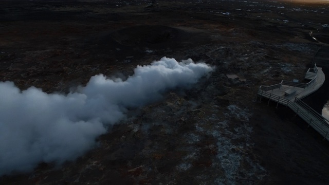 用无人机拍摄的冰岛Gunnuhver温泉视频素材