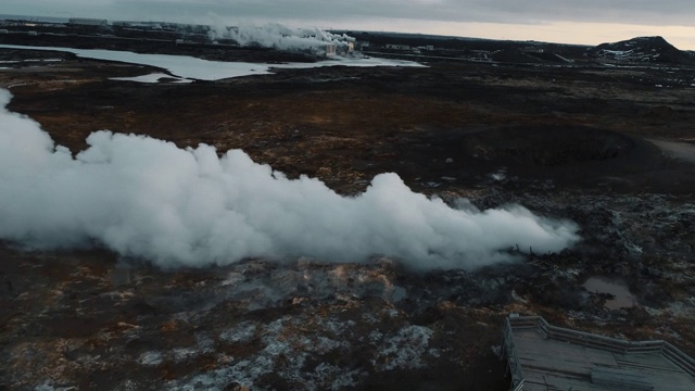 空中拍摄的冰岛Gunnuhver温泉视频素材