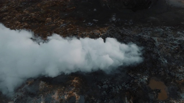 倾斜无人机拍摄的冰岛Gunnuhver温泉视频素材