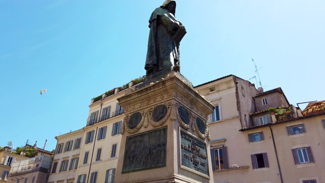 Campo De Fiori，罗马，佐丹奴布鲁诺雕像视频素材