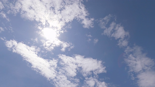 在夏日的阳光下，美丽的蓝天上云朵的运动。自然的天空背景。视频素材