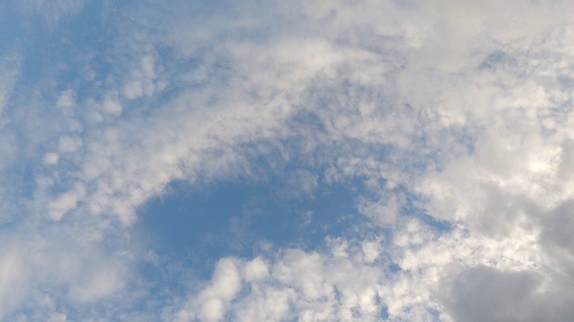 在夏日的阳光下，美丽的蓝天上云朵的运动。自然的天空背景。视频素材