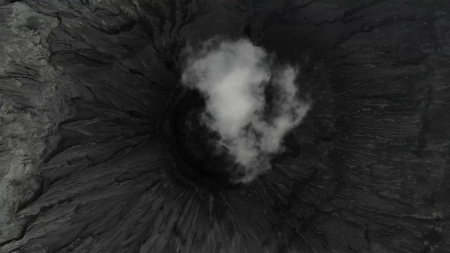 电影头顶近距离鸟瞰图剪辑的火山口火山口的布罗莫在早上视频素材