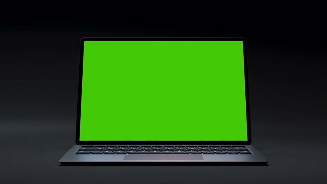 为展示商业博客或游戏应用程序清除绿屏电脑。Motion Laptop with Chroma Key for Advertising Mock Up or News Site。绿屏背景笔记本特写没有人4k视频素材