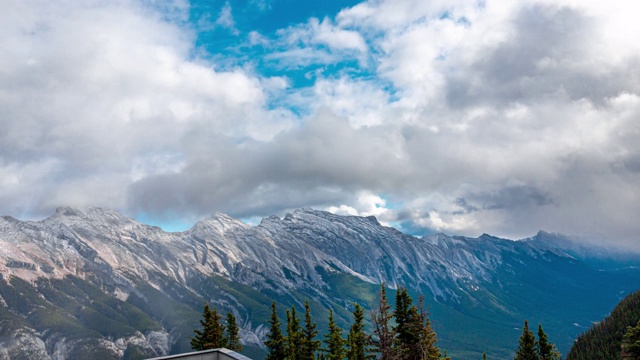 班夫巨大的山脉俯瞰Mt- Rundle PAN在时间延时4K视频素材