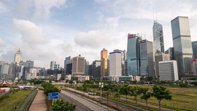 延时:香港中环及金钟天际线大厦日落视频素材