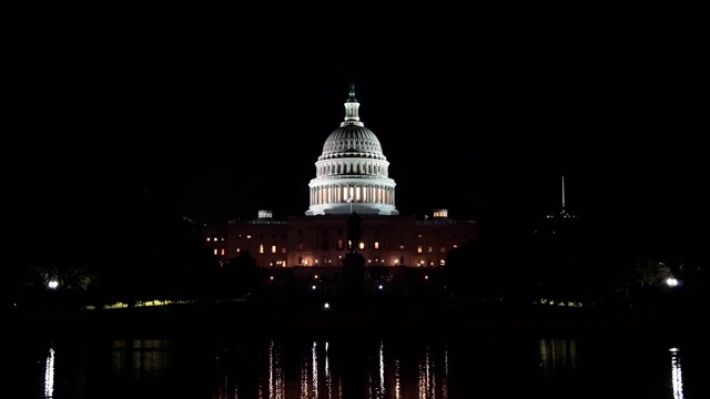 美国华盛顿的国会大厦和国会倒影池，4K版视频素材