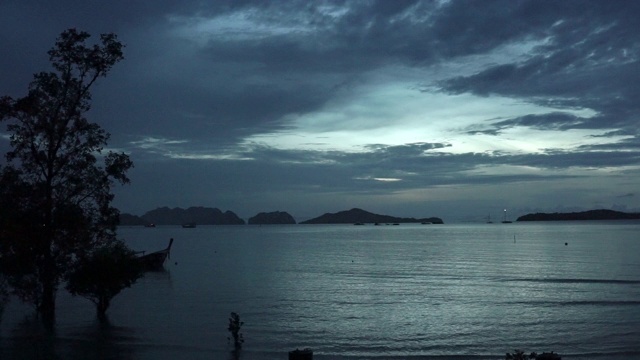 夜晚的海景，安达曼海上的红树林视频素材