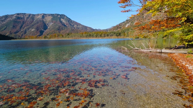 秋季高山奥芬西湖，萨尔兹卡默古特，上奥地利视频素材