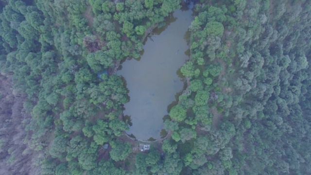 鸟瞰图的一个湖在喜马拉雅山视频素材