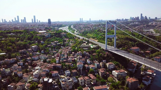 Fatih Sultan Mehmet Bridge鸟瞰图，İstanbul视频素材