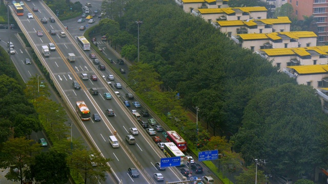 广州市区高速公路交通。从上面的观点视频素材