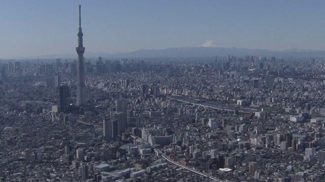 东京天际线，富士山，日本视频素材