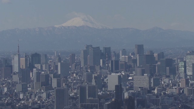 东京天际线，富士山，日本视频素材