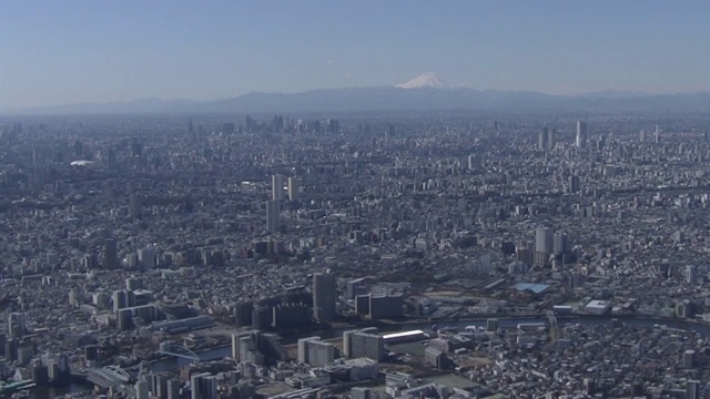 东京天际线，富士山，日本视频素材