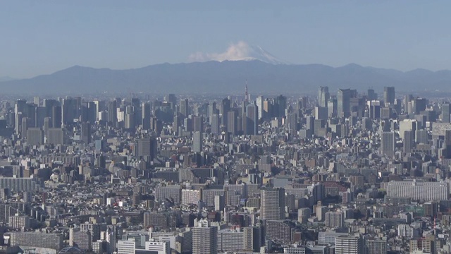 东京天际线，富士山，日本视频素材