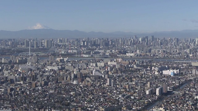 东京天际线，富士山，日本视频素材