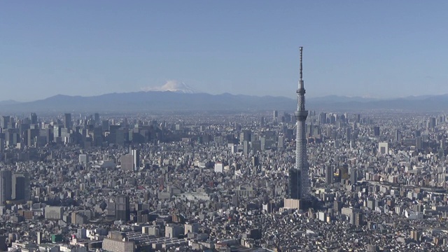 东京天际线，富士山，日本视频素材