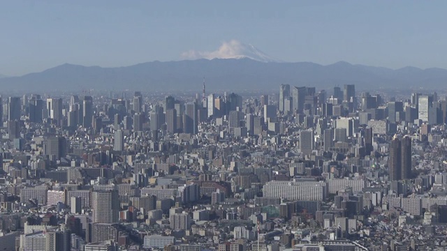 东京天际线，富士山，日本视频素材