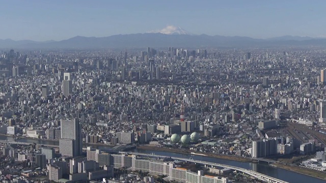 东京天际线，富士山，日本视频素材