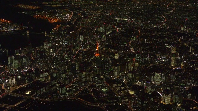 东京市中心，东京塔夜景，日本视频素材