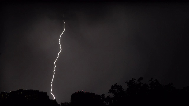 雷声闪电。闪电打破了黑暗。视频素材