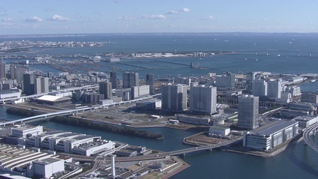 空中，东京滨水城市，日本视频素材