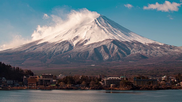 从川口湖看富士山视频素材